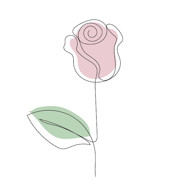 Arte de linha de flor rosa. desenho de contorno. arte do minimalismo.