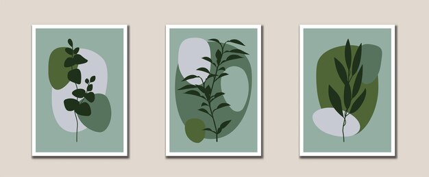 Arte de linha de folhas abstratas minimalistas Impressões de arte botânica Arte de parede moderna de meados do século