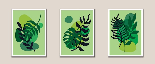 Arte de linha de folhas abstratas minimalistas Impressões de arte botânica Arte de parede moderna de meados do século