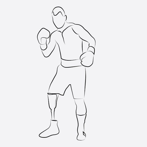 Arte de linha de homem de boxe