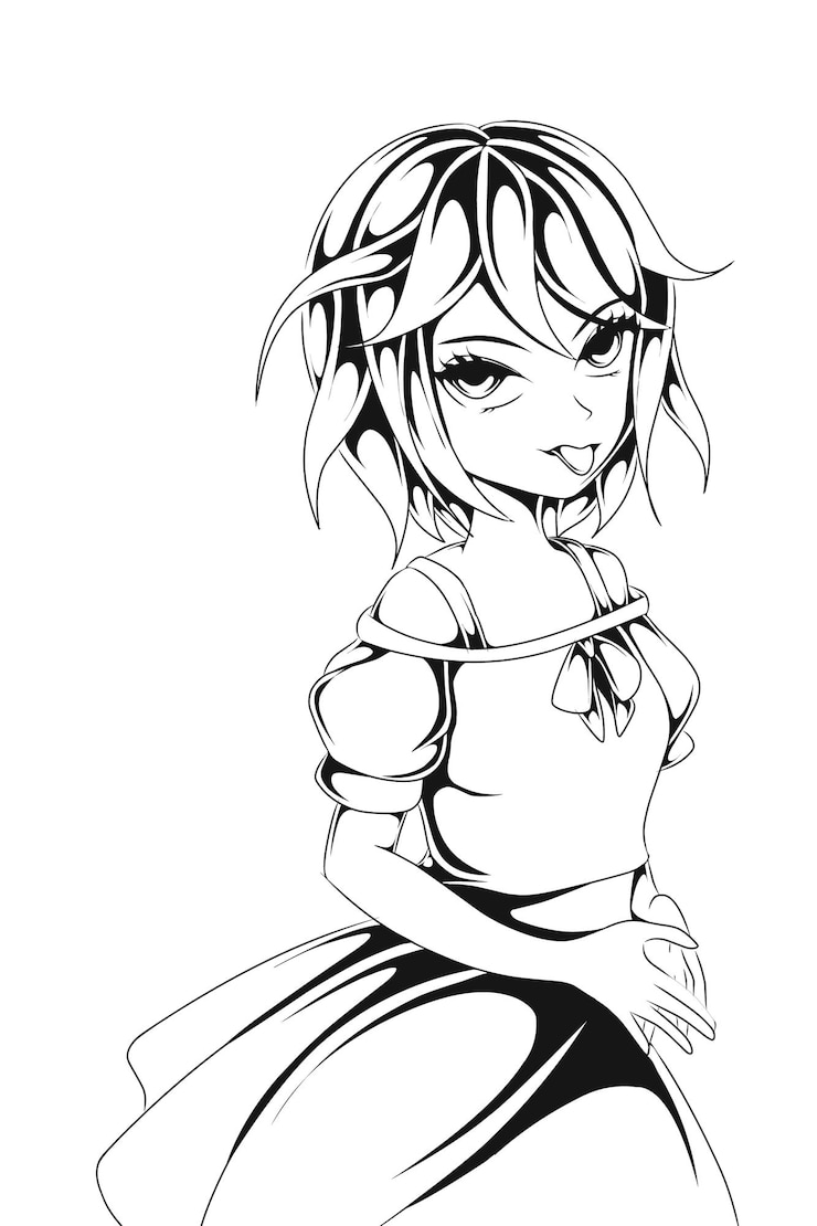 Vetor arte de linha de ilustração de anime duquesa