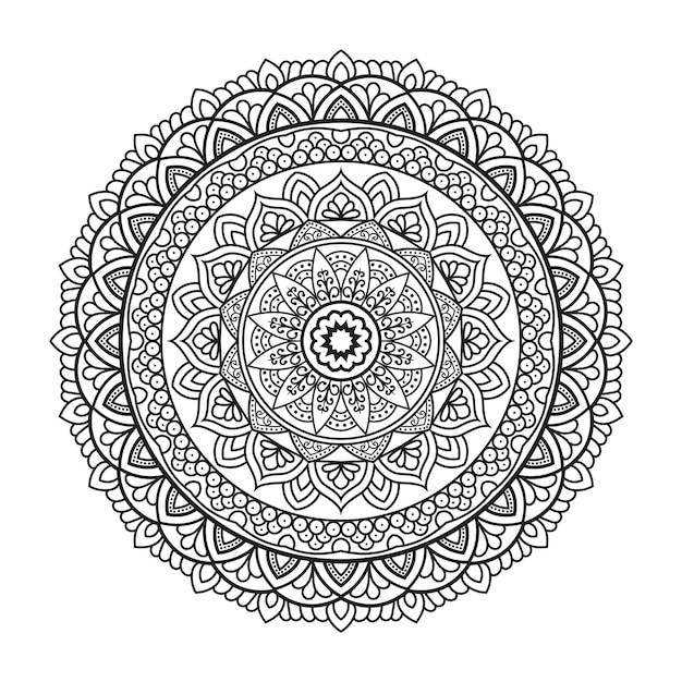 Arte de linha de mandala para colorir a página do livro de colorir design de mandala islâmica de estilo étnico indiano