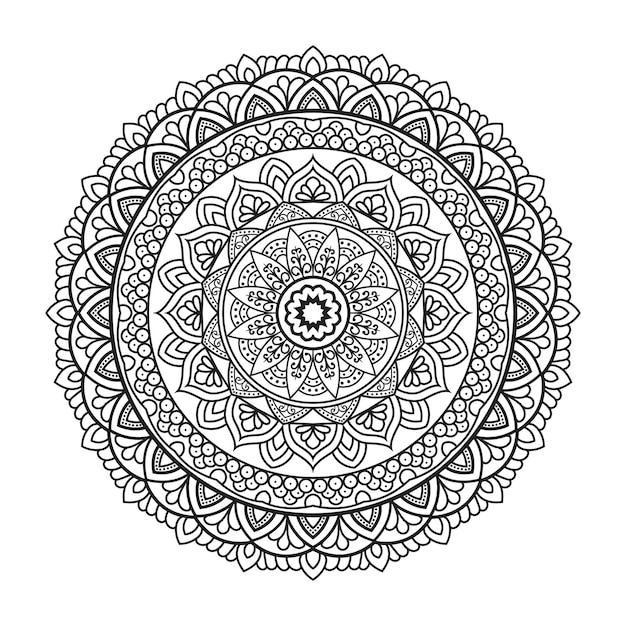 Arte de linha de mandala para colorir a página do livro de colorir design de mandala islâmica de estilo étnico indiano