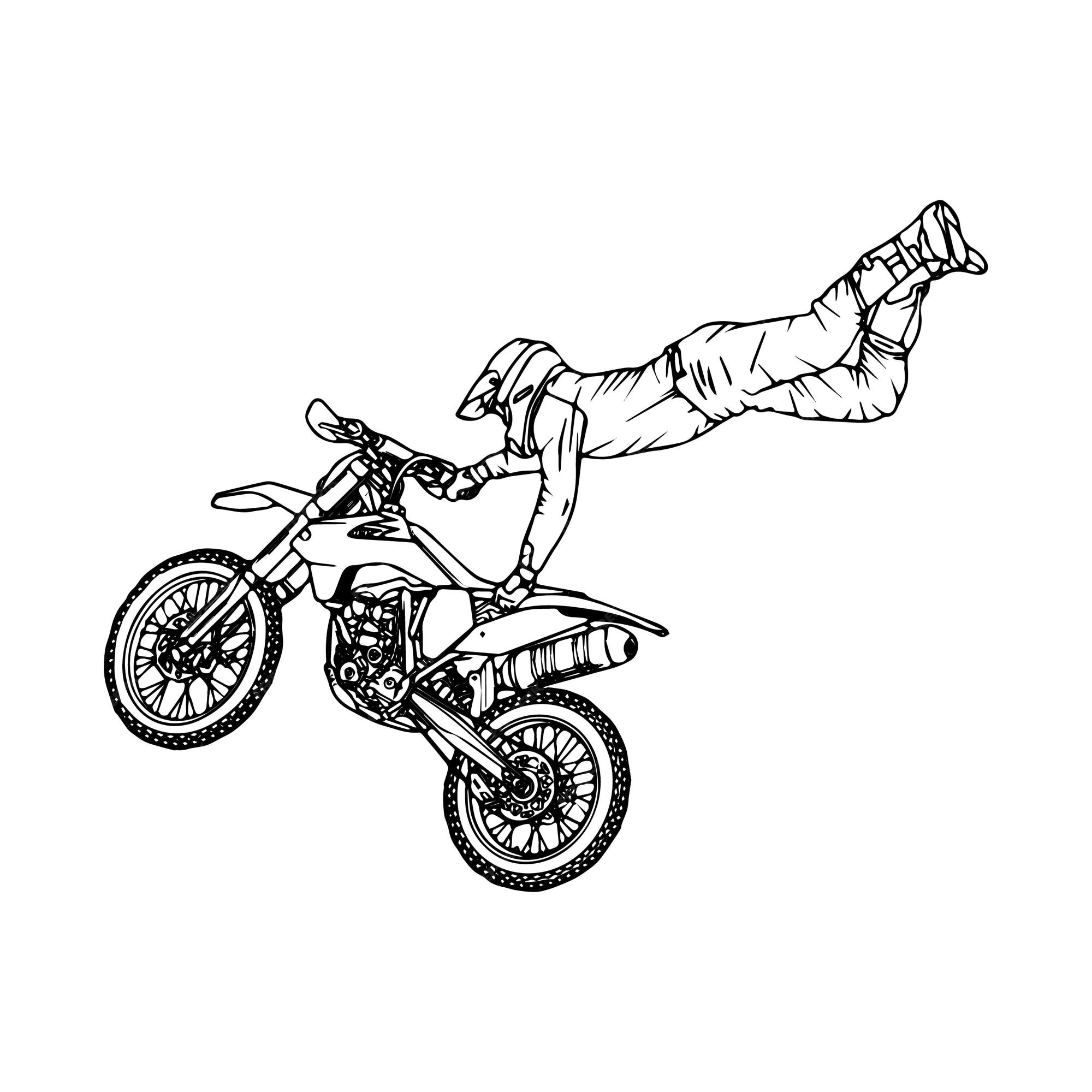 Arte de linha de motocicleta desenhada à mão crianças para livro de colorir  para crianças