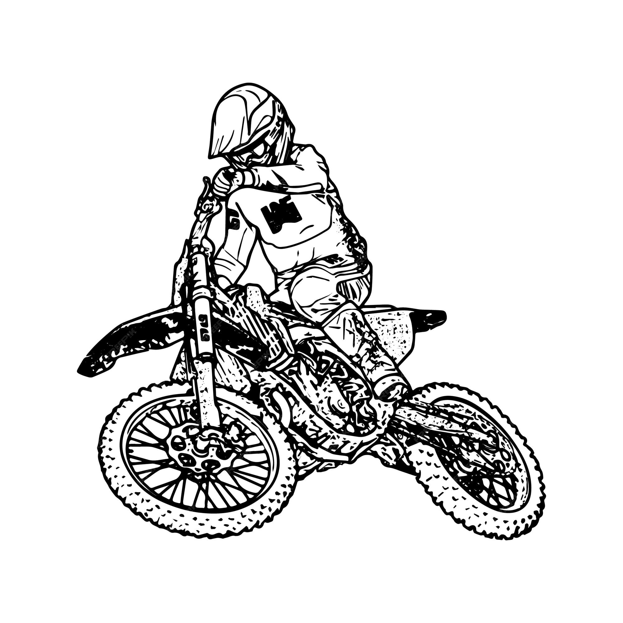 Arte de linha de motocicleta desenhada à mão crianças para livro de colorir  para crianças