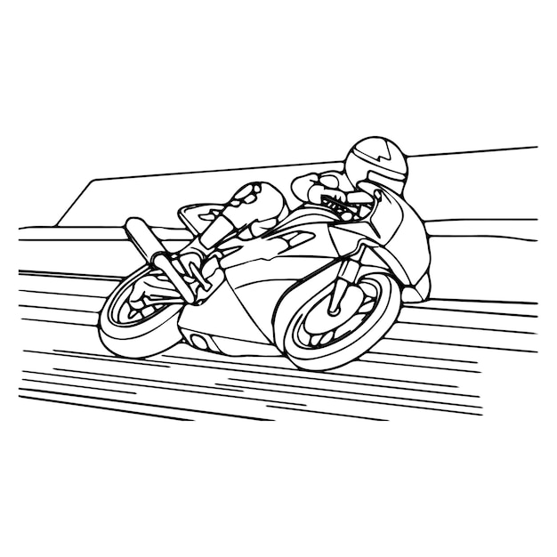 Arte de linha de motocicleta desenhada à mão crianças para livro de colorir  para crianças