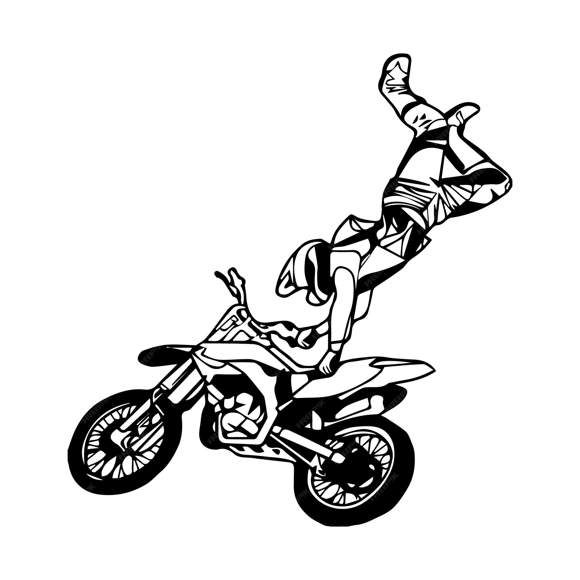 Arte de linha de motocicleta desenhada à mão crianças para livro de colorir  para crianças