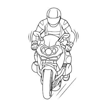 Arte de linha de motocicleta desenhada à mão crianças para livro de colorir  para crianças