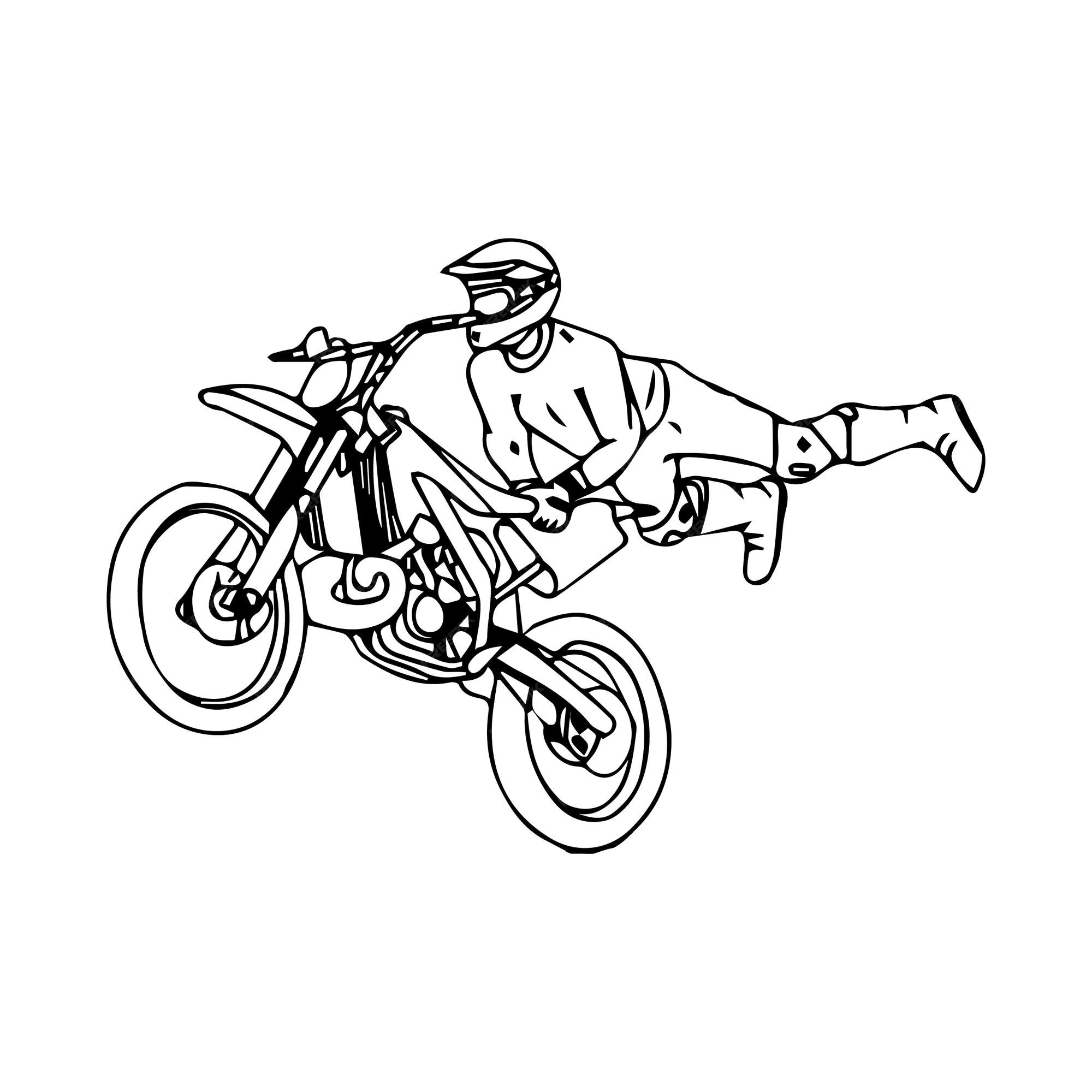 Arte de linha de motocicleta desenhada à mão crianças para livro de colorir  para crianças