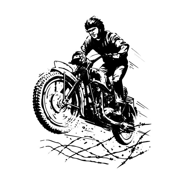 Arte de linha de motocicleta desenhada à mão crianças para livro de colorir  para crianças