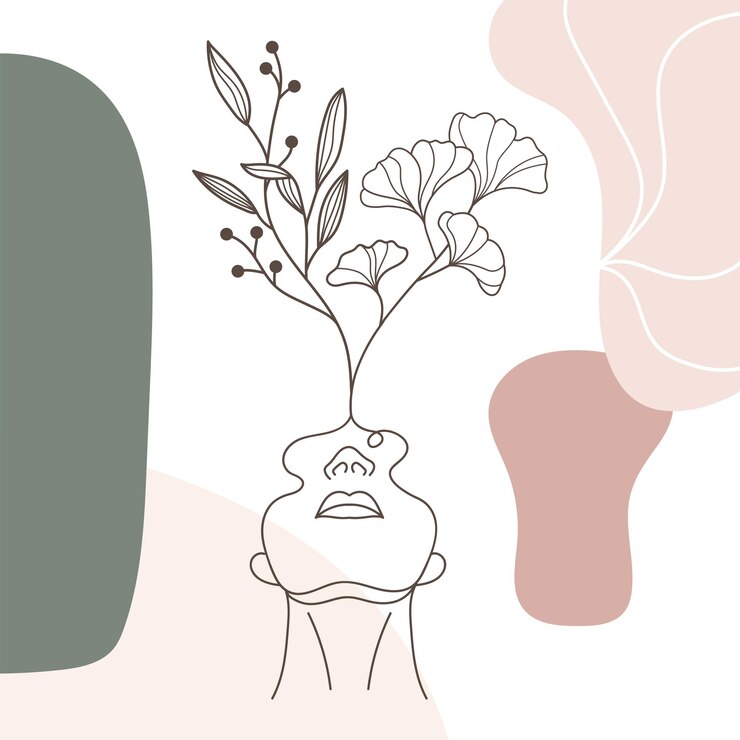 Vetor arte de linha de mulher bonita em vetor e ilustração de flores