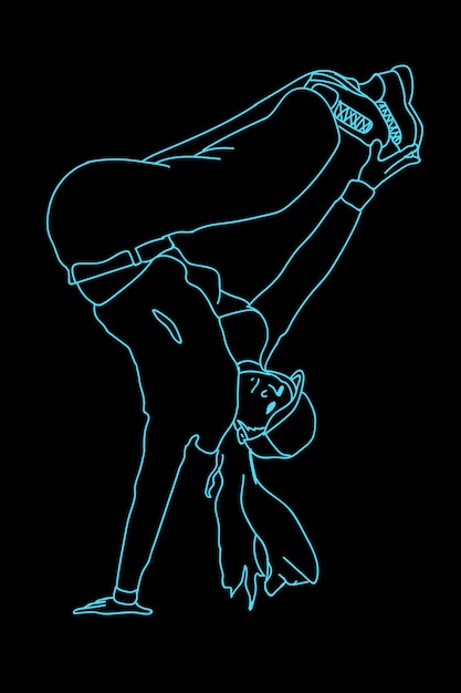 arte de linha de mulher de breakdance