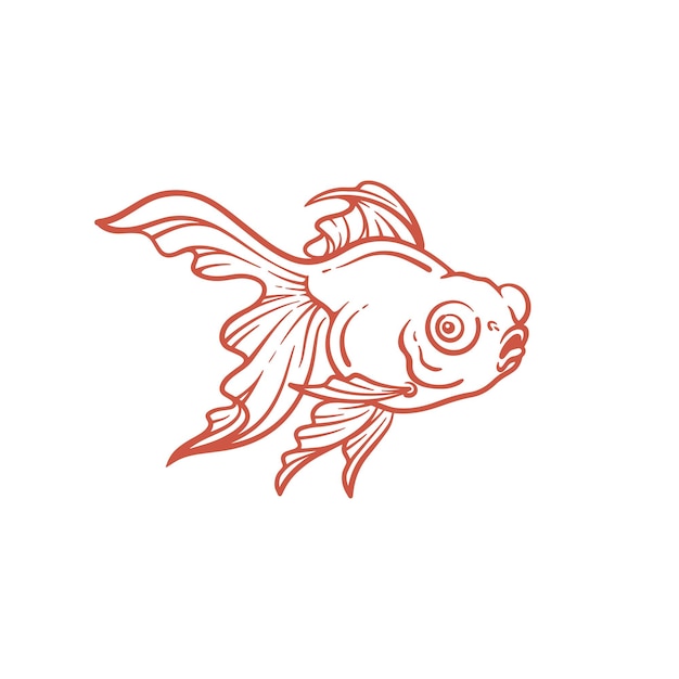 Vetor arte de linha de peixe dourado desenhada à mão ilustração vetorial de peixe dourado
