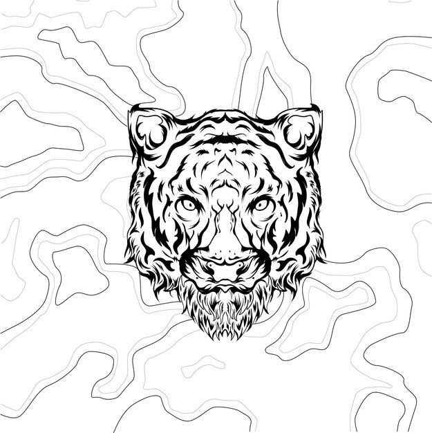 Vetor arte de linha de tigre 2