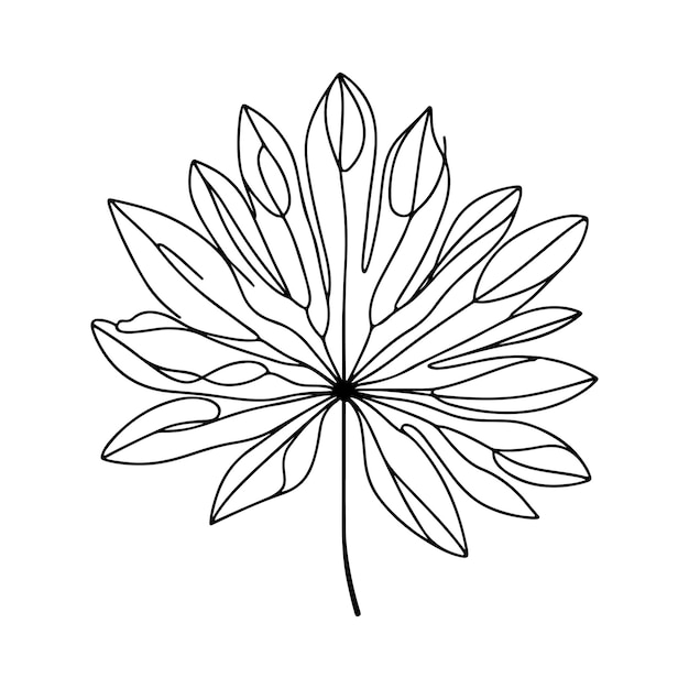 Arte de linha decorativa estética ilustração de folha floral