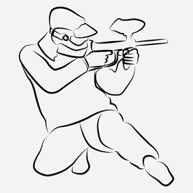 Arte de linha do jogador de paintball