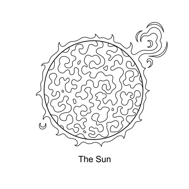 Vetor arte de linha do sol para vetor de livro de colorir