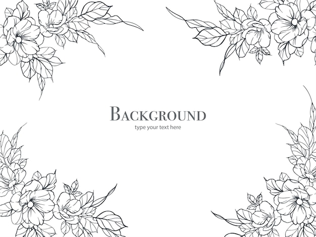 Arte de linha floral de fundo vetorial