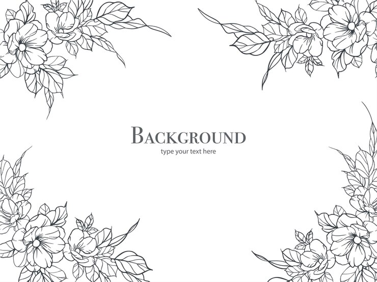 Arte de linha floral de fundo vetorial