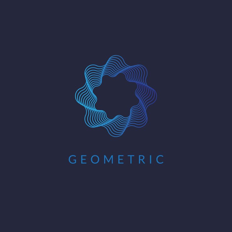 Arte de linha geométrica design de logotipo mínimo, formas gradientes e símbolos abstratos