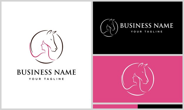 arte de linha logotipo de cavalo bonito