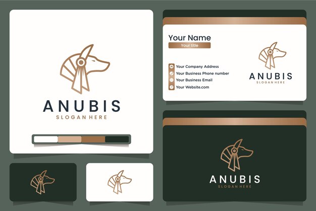 Arte de linha luxuosa da anubis, legal, design de logotipo e cartão de visita