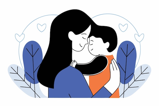 Arte de linha materna minimalista em fundo branco