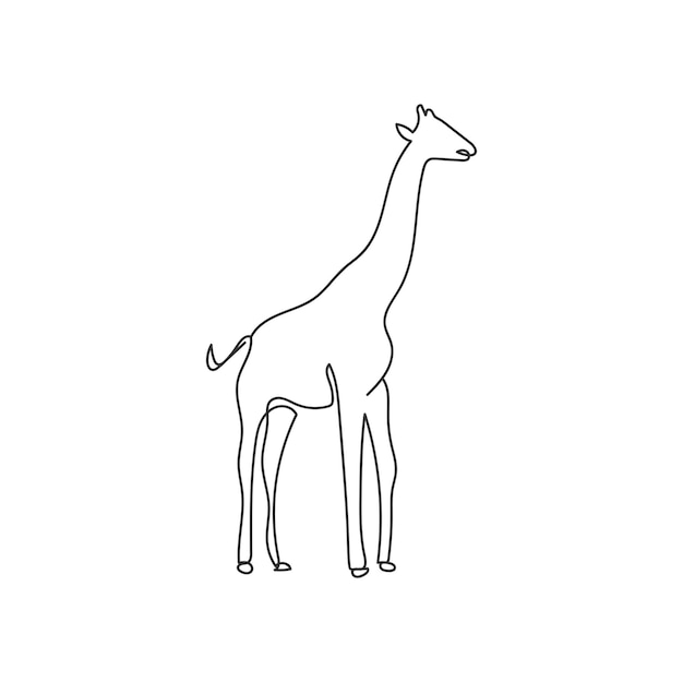 Arte de linha única contínua de girafa desenhada à mão