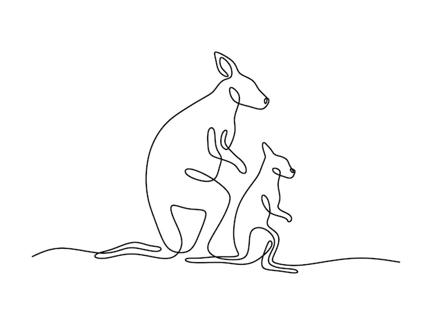 Arte de linha única contínua on-line de canguru