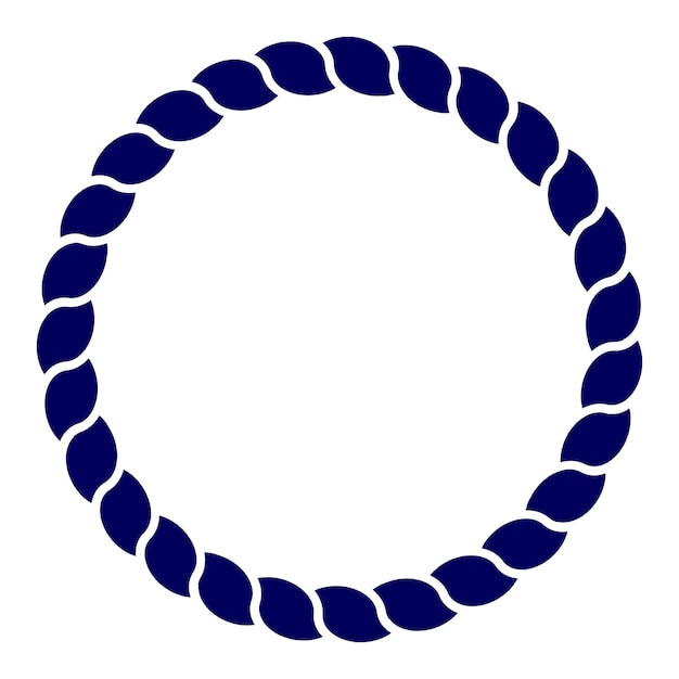 Arte de linha vetorial de corda azul marinho círculo isolada
