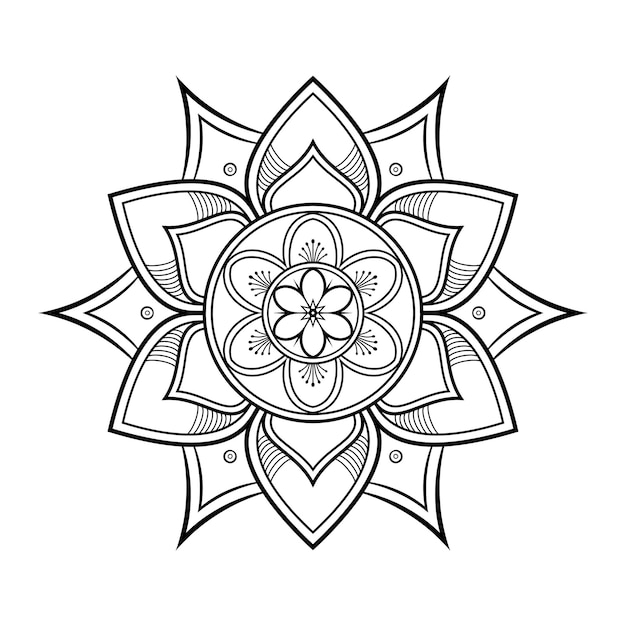 Desenho Floral De Flores De Mandala Para Colorir Meditação De Pintura  Ilustração do Vetor - Ilustração de hena, elegante: 218583966