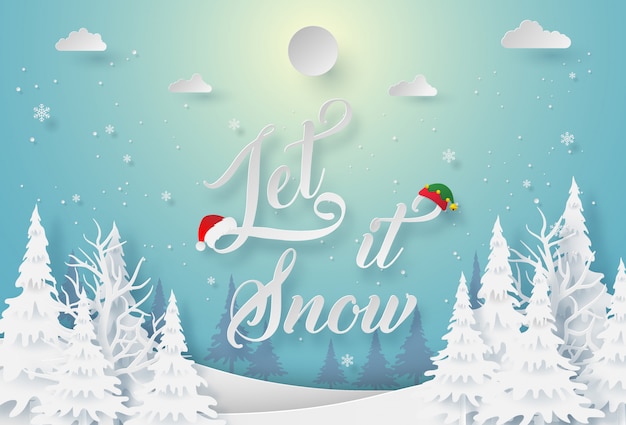 Arte de papel da temporada de inverno let it snow