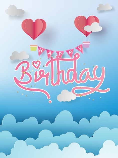 Arte de papel de design de vetor de fundo de elementos de feliz aniversário para cartões de cumprimentos panfletos convite cartazes folheto banners calendáriopersonagenslovegift