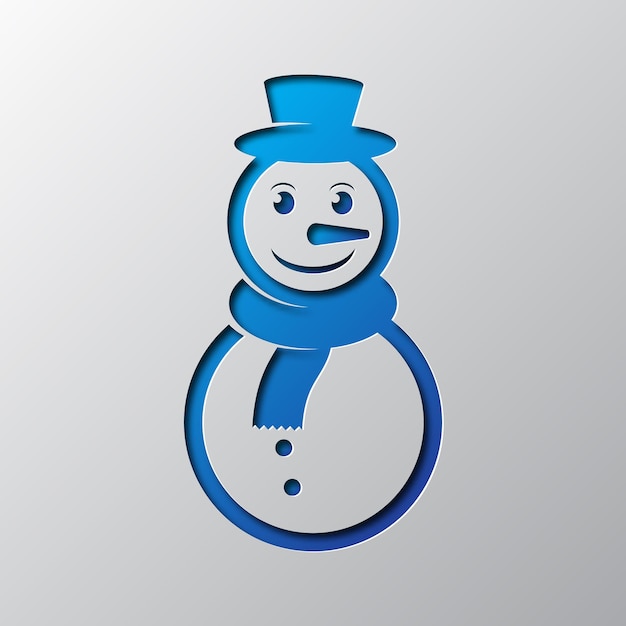 Vetor arte de papel do ícone de boneco de neve azul ilustração vetorial