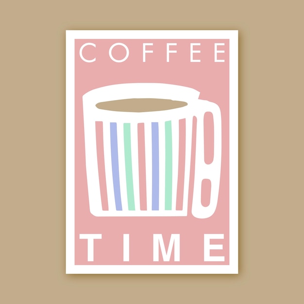 Arte de pôster moderna minimalista para impressão vetorial de hora do café