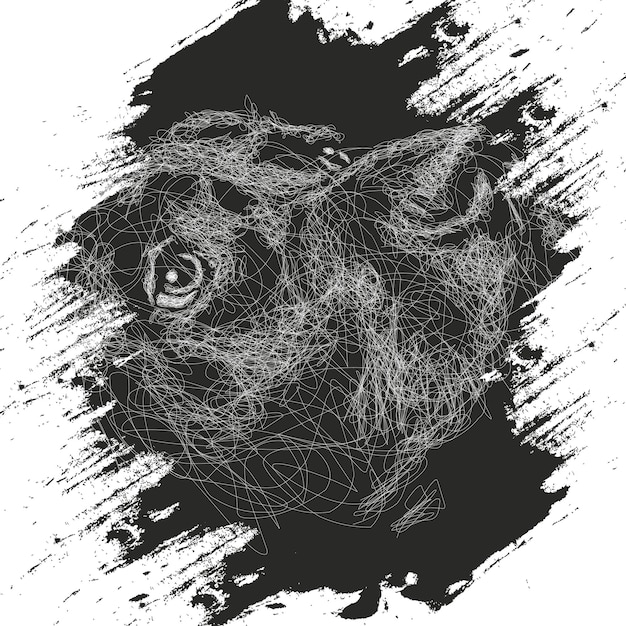 Arte de rabisco de ilustração de desenho vetorial de cão