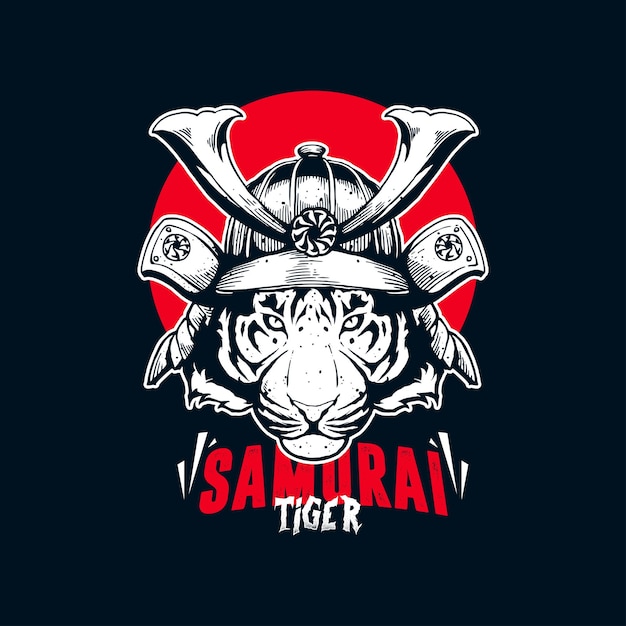 Arte de tigre de rosto de samurai