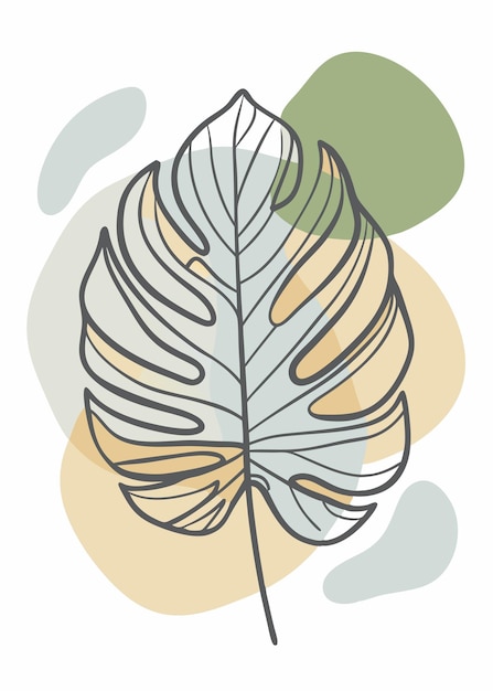 Arte de uma linha de desenho de folha Arte de linha contínua abstrata