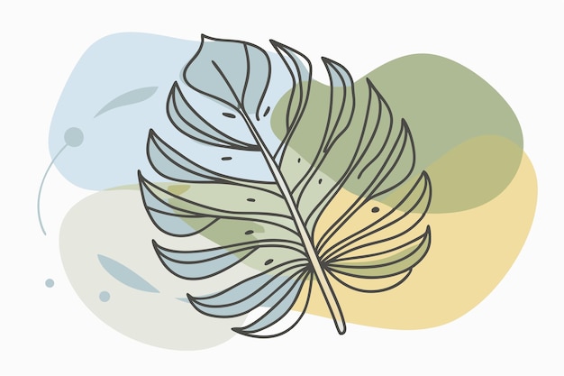 Arte de uma linha de desenho de folha Arte de linha contínua abstrata