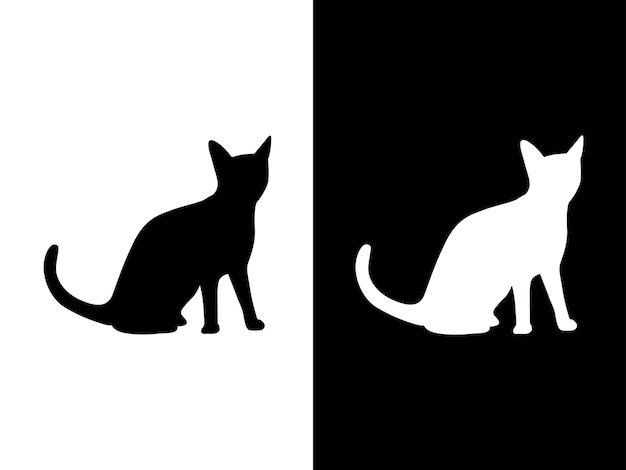 Vetor arte, design, conceito, ícone, preto, branco, logotipo, símbolo isolado, de, gato