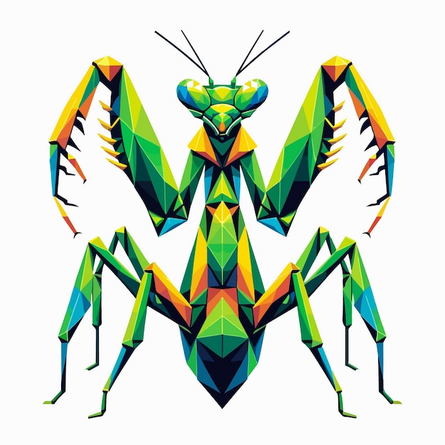 Vetor arte digital moderna mantis geométrica