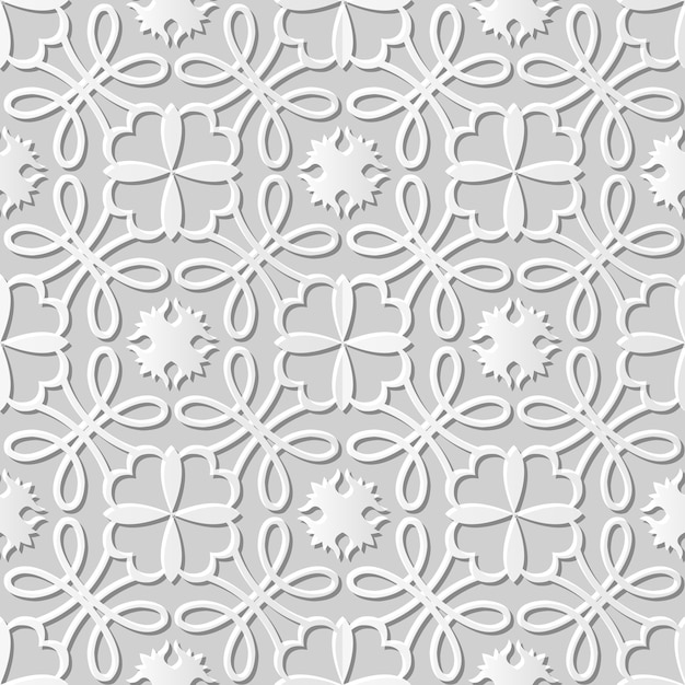 Arte em papel 3d damasco seamless pattern round curve ross