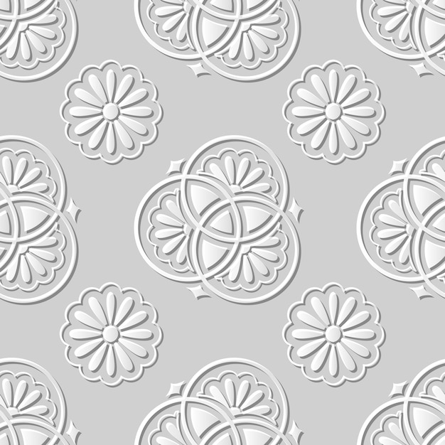 Arte em papel damasco 3d sem costura classic round flower