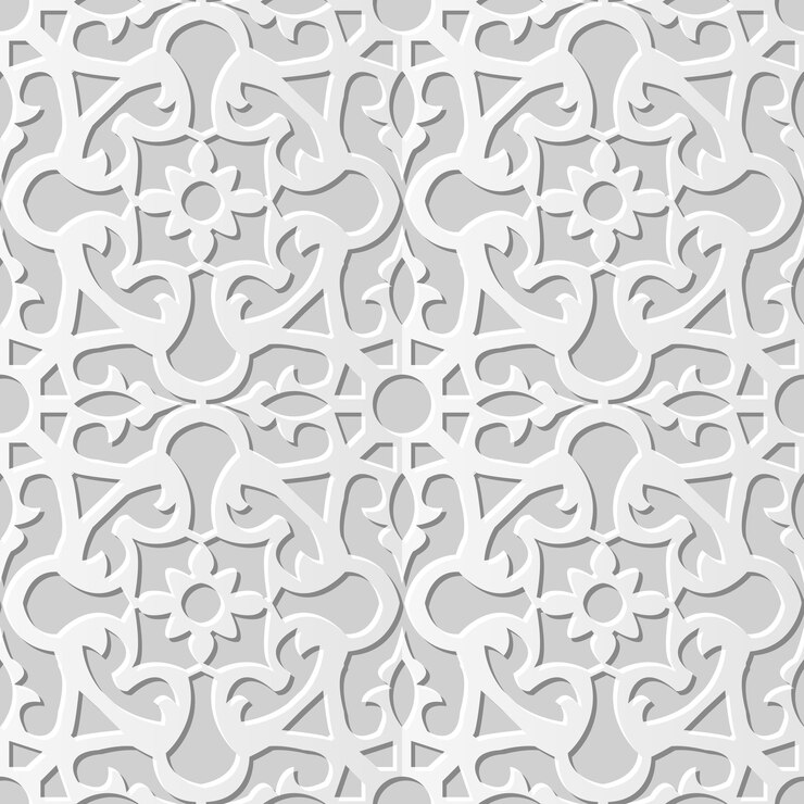 Vetor arte em papel damasco 3d sem costura flor kaleidsocope
