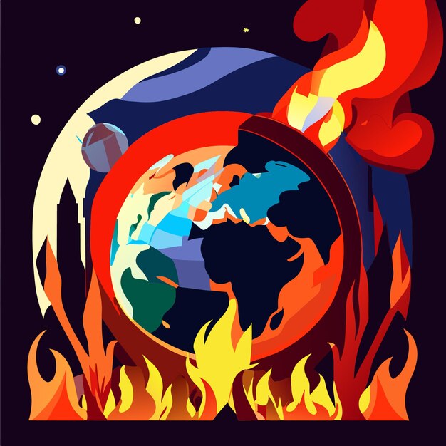 Vetor arte gráfica do dia mundial do meio ambiente raging inferno