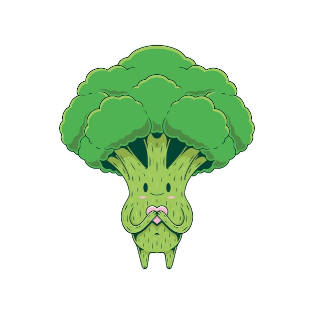 Vetor arte kawaii vegetariana com brócolis