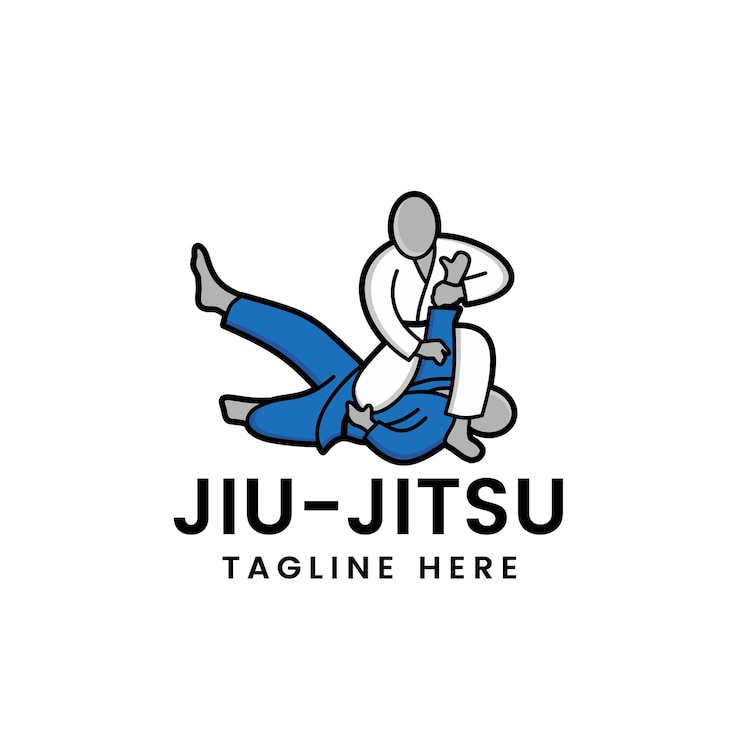 Vetor arte marcial brasileira jiu jitsu judo logotipo símbolo esportivo ilustração vetor