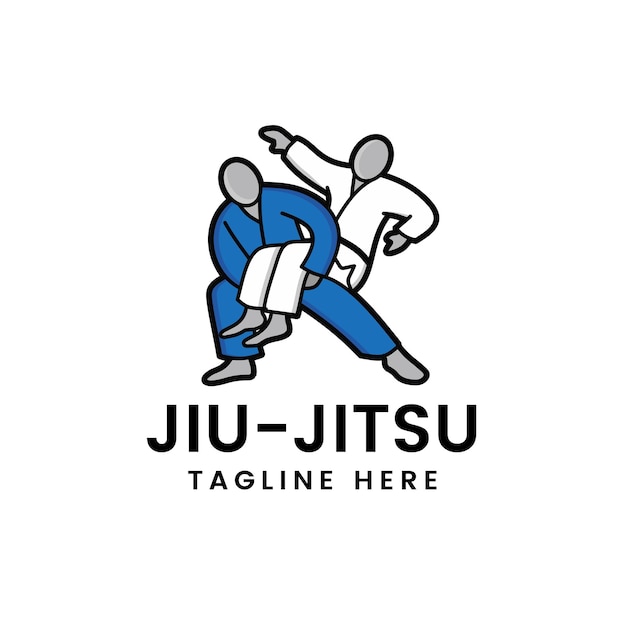 Arte marcial brasileira jiu jitsu judo logotipo símbolo esportivo ilustração vetor