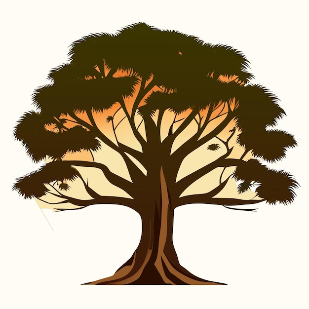 Vetor arte vetorial 2d árvore baobá isolada em arte digital