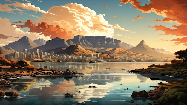 Vetor arte vetorial aquarela isométrica vista da cidade metrópole nascer do sol em fundo branco eps denmark l